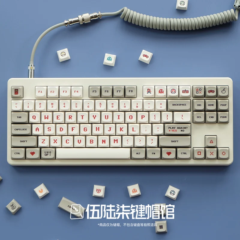 

【Skyline】Retro Red and White Keycap XDA Height PBT Sublimation Adaptation Mechanical Keyboard for 61/64/68/75/84/96/98/104/108