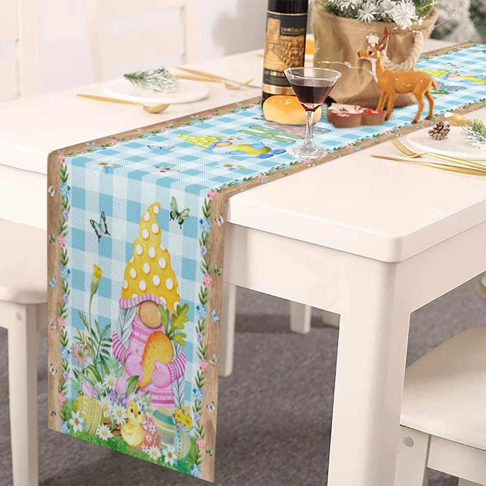 New Easter Bunny Printed Table Runner Easter Party Table Decoration Happy Easter Day Printed Kitchen Dining Linen Tablecloth