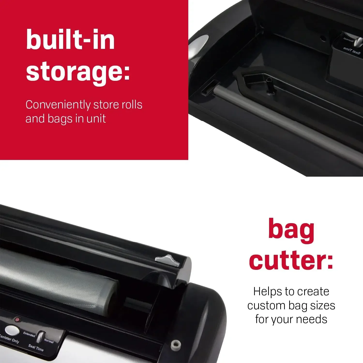 NEW VS-02 Food Starter Kit with Automatic Shut-Off and Vacuum Sealer Bags, Black 18.25 X 5.25 X 11.5