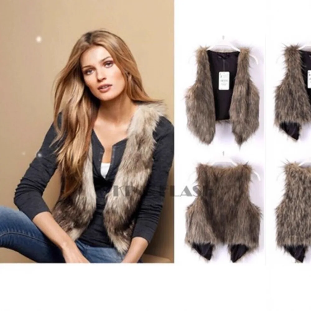 Gradient Color Imitation Fur Small Vest Super Short Fox Fur Vest Women's Clothing