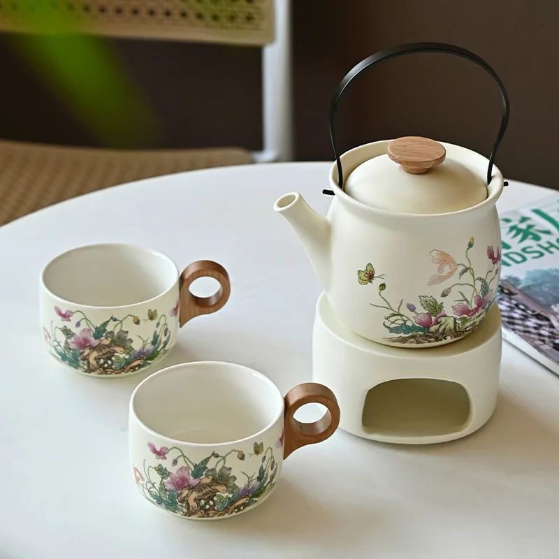 warm tea stove surrounding stove brewing lifting beam pot tea set Japanese cream simple coffee cup afternoon tea set