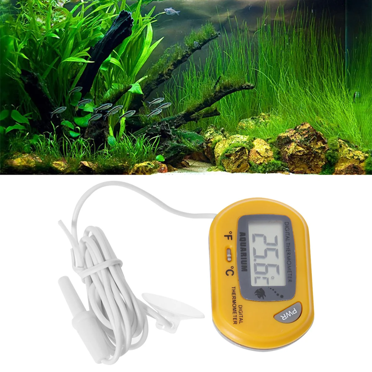

2Pcs LCD Digital Suction Cup Thermometer for Aquarium Fish Tank Terrarium Accurate Temperature Monitor Fahrenheit Celsius