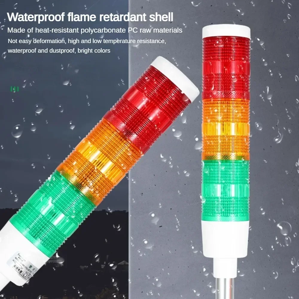 Campainha de luz rotativa 180, vermelho, laranja, âmbar, verde, luz de advertência industrial para máquina, luz led piscante constante, 24v, 220v