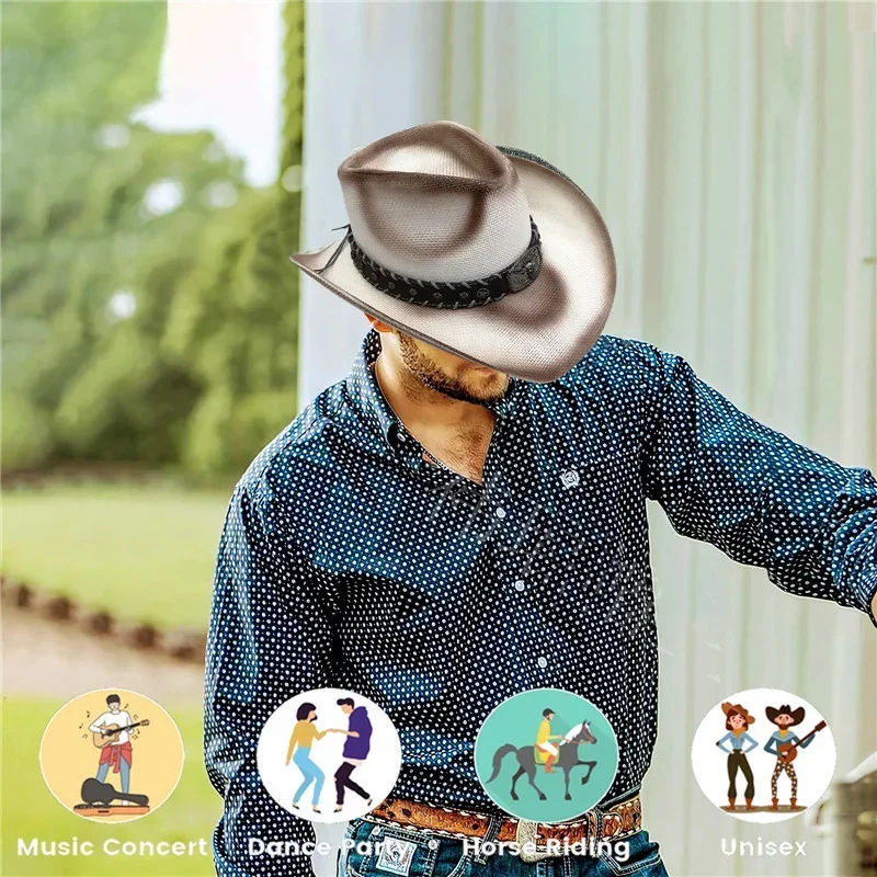 

Vintage Retro Cowboy Hat Men Western Luxury Cowgirl Caps Straw Cover Cap Female Jeans Hat Jazz knight Hat Perfect Summer Sun Hat