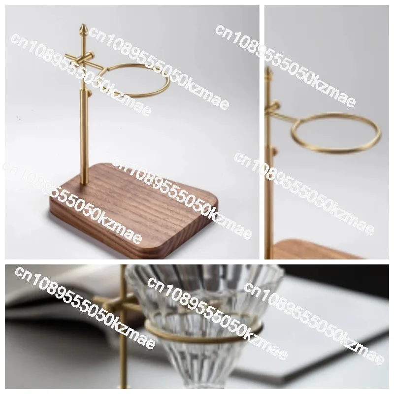 Hand Brewed Coffee Cup Holder | Walnut Base, Brass Vintage Adjustable Cup Holder