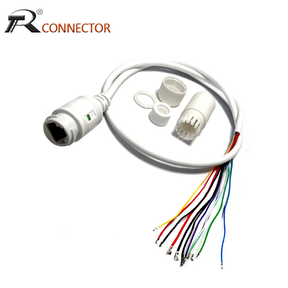 1pc CCTV POE IP Network Camera PCB Module Video Power Cable 60cm DC+RJ45 Female Connectors with Terminlas