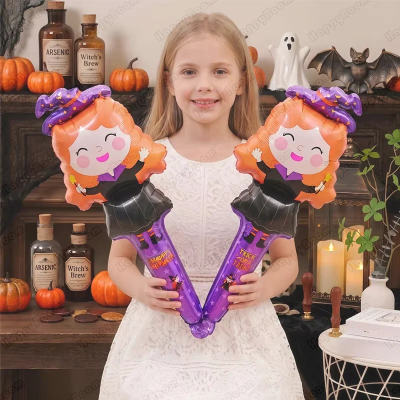 22Pcs Halloween Handheld Foil Balloons Random Style Halloween Party Decoration Globos Holiday Favors Kids Party Supplies Props