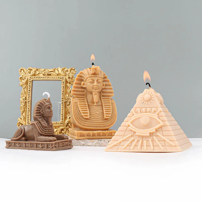 3D Pyramid Silicone Candle Mold Handmade Scented Gypsum Resin Soap Mould Plaster Supplies Sphinx Shapes Craft Gifts Home Decor