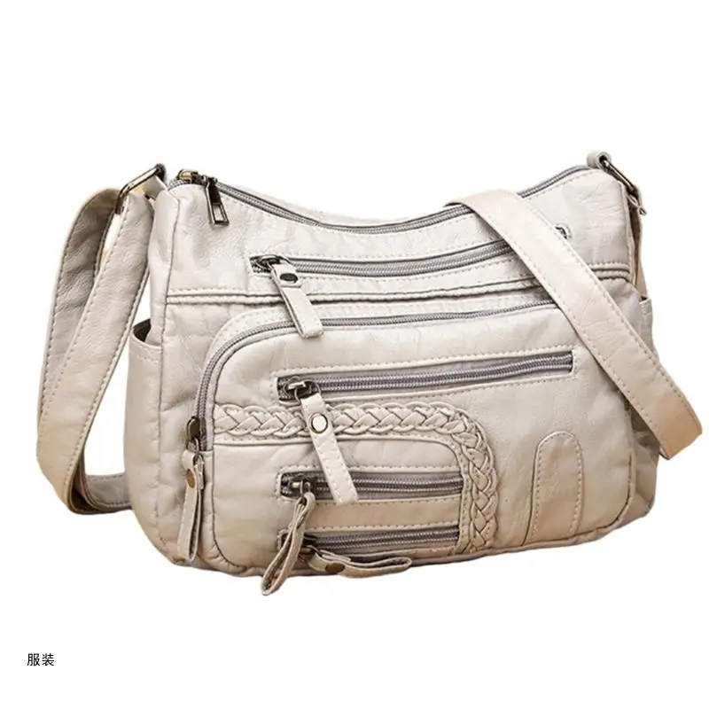 D0UD Leather Bag for Women Girl Versatile Large Capacity Shoulder Bag Solid Color Bag