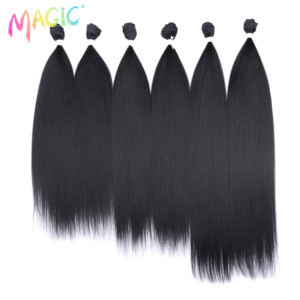 

Magic Synthetic Hair Yaki Straight Ombre Blonde Fake Hair Bundles 22 24 26 Inches Super Long Hair Weave Hair Extensions Hair