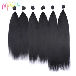 Magic Synthetic Hair Yaki Straight Ombre Blonde Fake Hair Bundles 22 24 26 Inches Super Long Hair Weave Hair Extensions Hair
