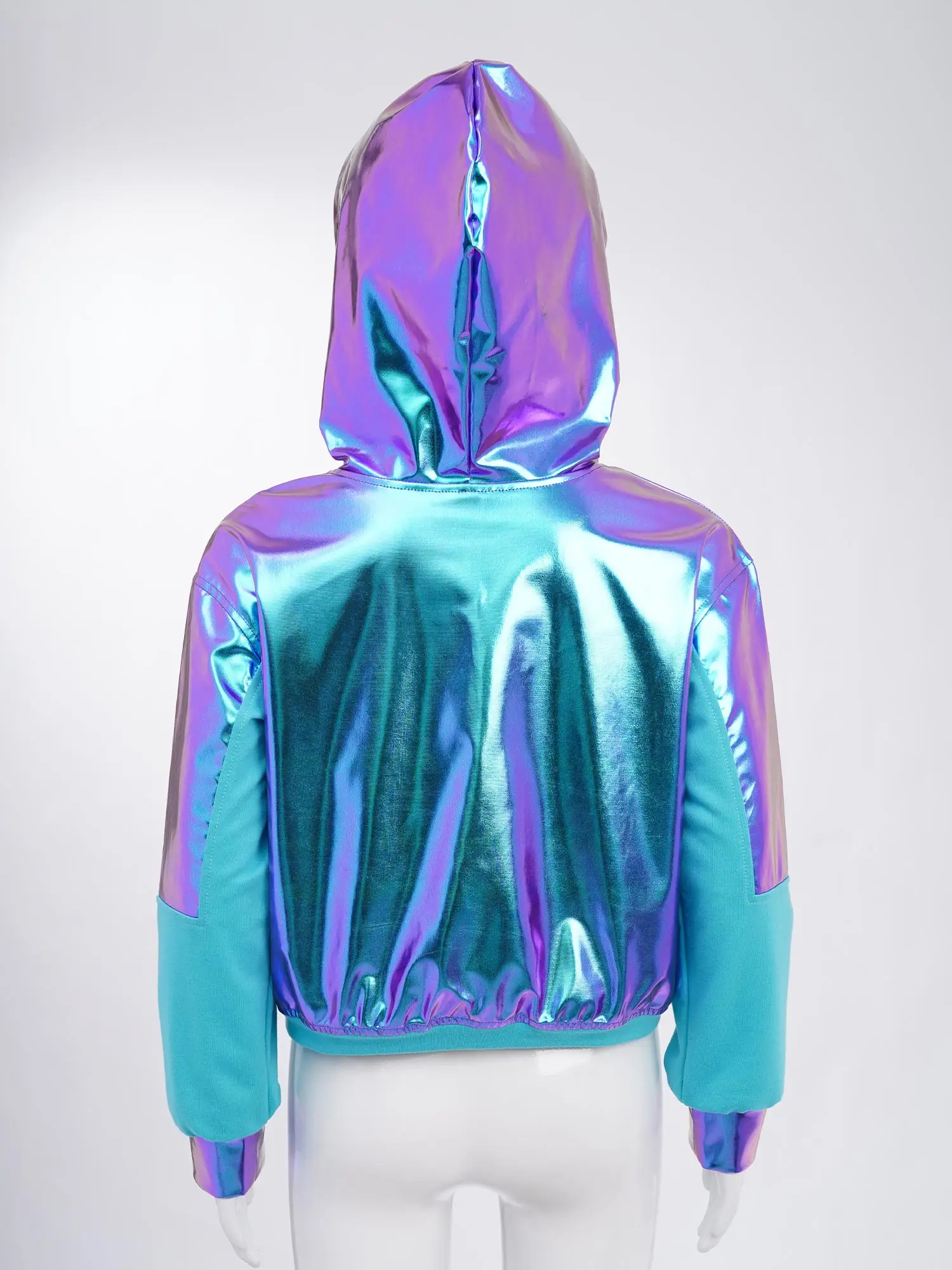 재즈 라틴 모던 댄스 소녀 메탈릭 스웨트셔츠 재킷 어린이 소년 반짝이는 긴 소매 후드 코트 무대 공연용