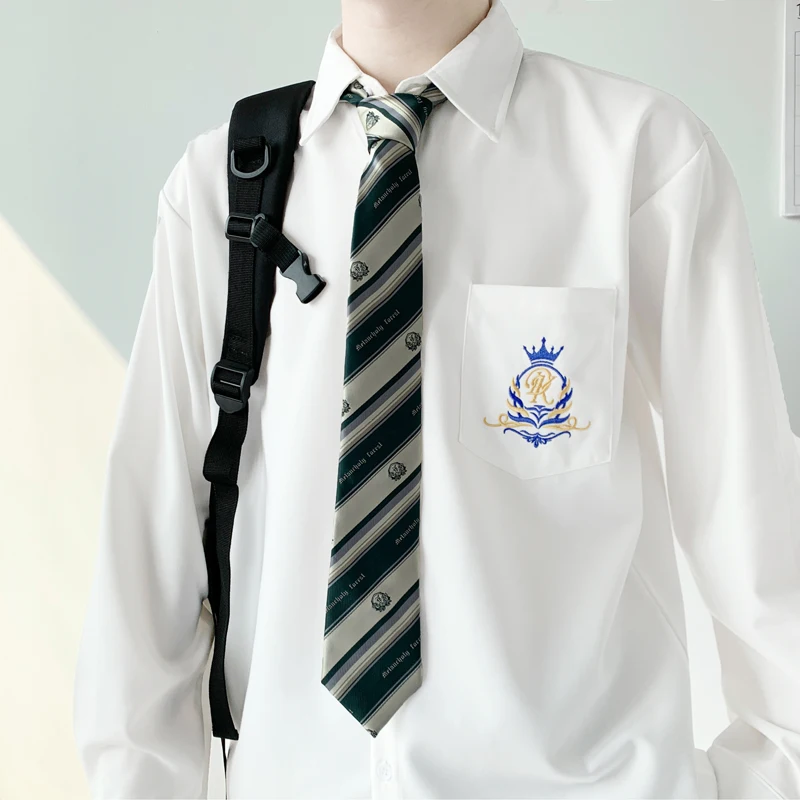 Camicia bianca per studenti giapponesi DK 2 pezzi in stile College coreano per uomo uniforme scolastica Jk Seifuku Top + cravatta