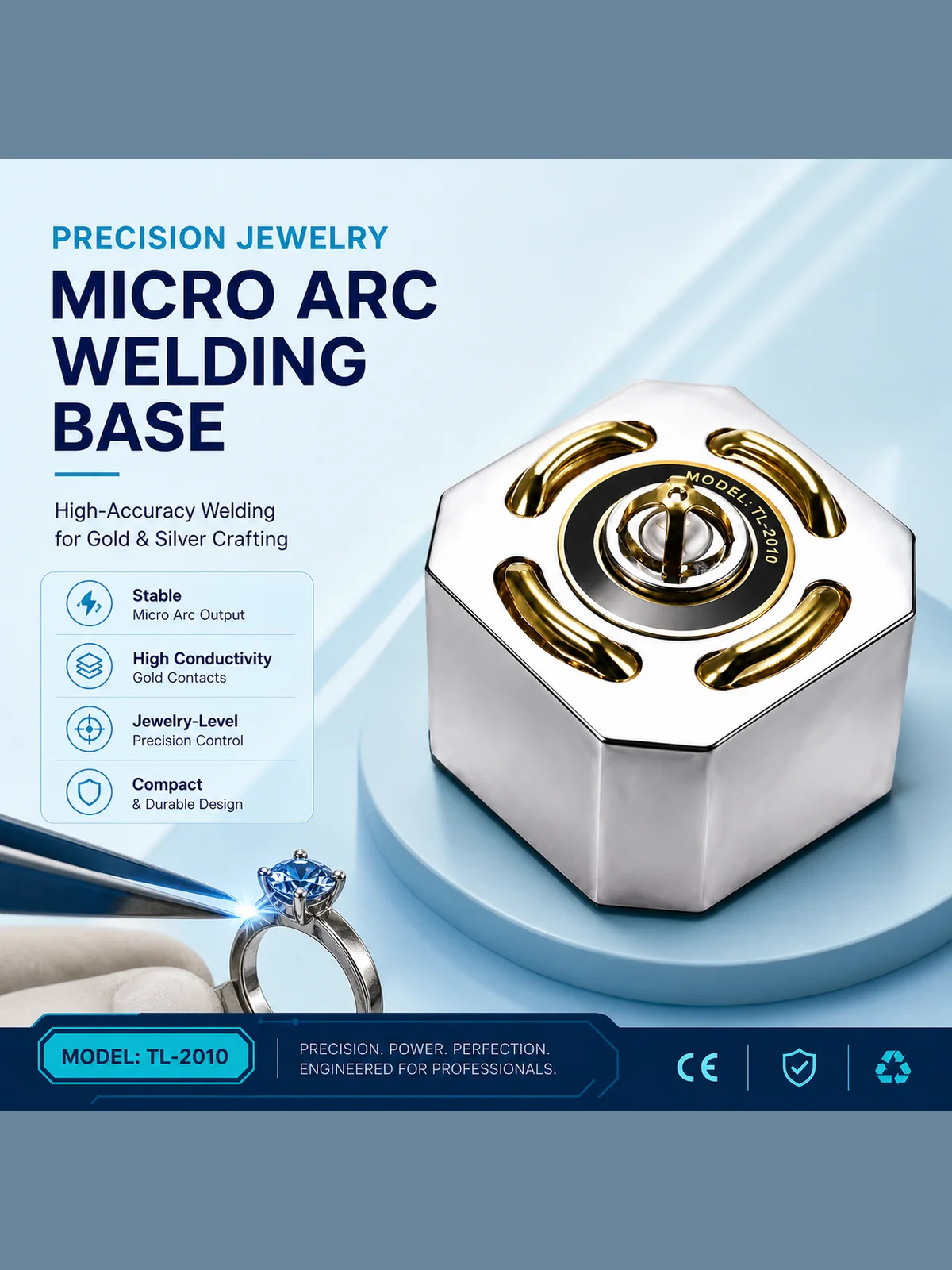 Repairing Gold Silver Ri | TL2010 Precision Jewelry Micro Arc Welding Base Gold Plated Contact Electric Pulse Welder Stand