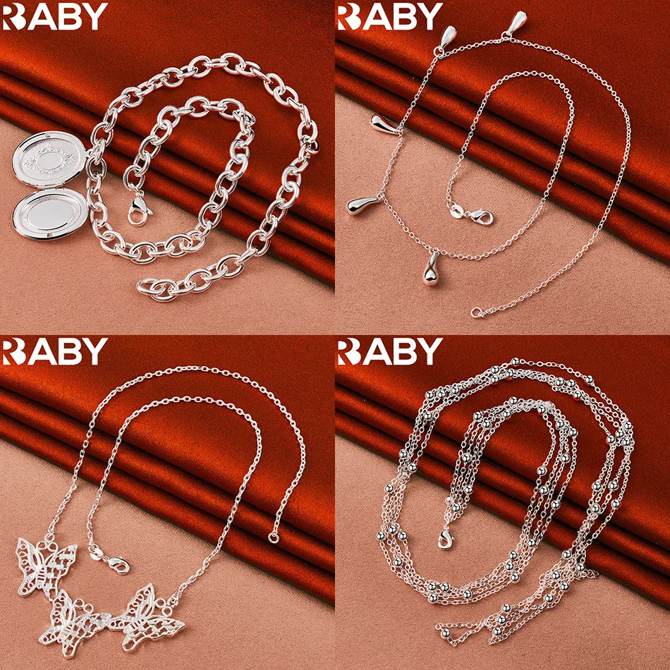 

URBABY 925 Sterling Silver 45cm Geometric Necklace For Women Men Charm Trend Birthday Gifts Fashion Party Fine Jewelry