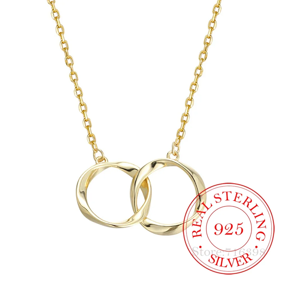 925 Sterling Silver Circles Pendant Necklace for Women Luxury Designer Jewelry Silver 925 Clavicle Chain Collares Para Mujer