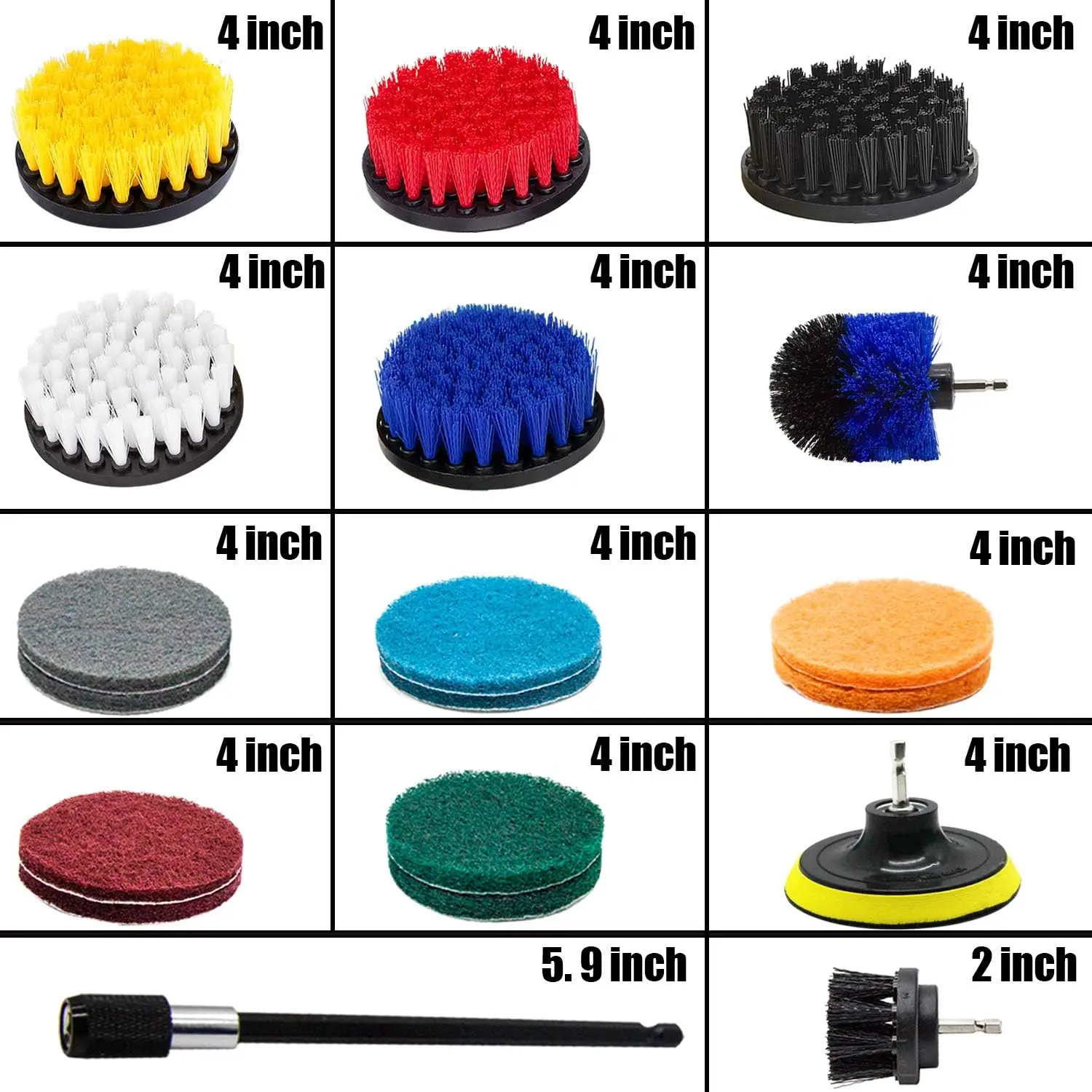 20 PCS Variety Power Scrubber Kit with Drill Cleaning Brush and Scouring Pad for Bathroom Scrubbing, Carpet,Grout &Tile Cleaning