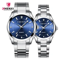 CHENXI Original Brand Watch Couples Man And Woman Simple Casual Waterproof Stainless Steel Wristwatch His Hers Watch Sets