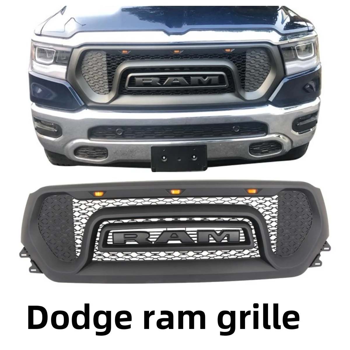 Suitable for 2019-23 Dodge RAM1500 grille 2500 front grill mask Raptor style Original car replacement