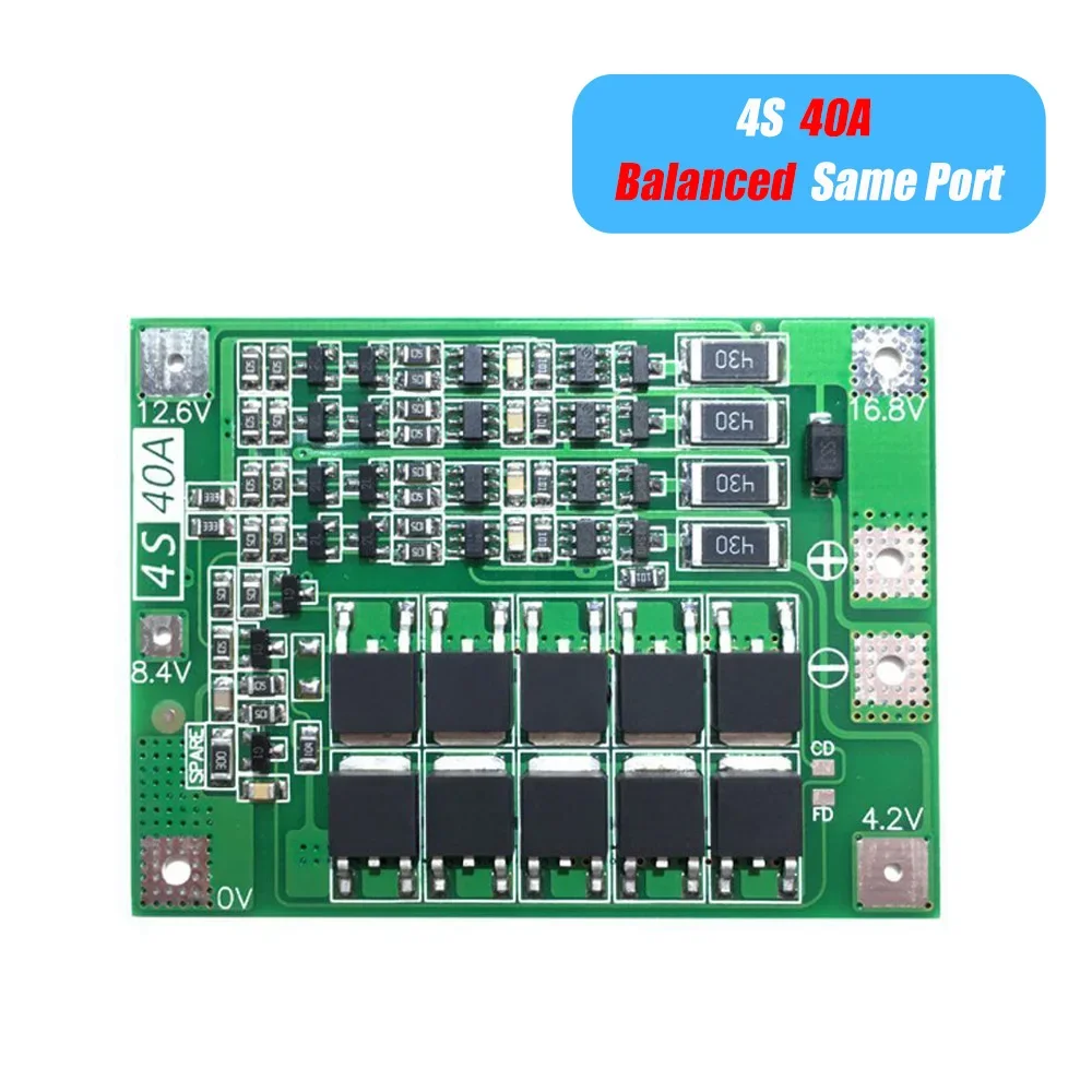 Scheda di protezione del caricabatteria al litio agli ioni di litio 3S/4S 40A 60A 18650 BMS per motore del trapano 11.1V 12.6V/14.8V 16.8V Migliora/Equilibrio