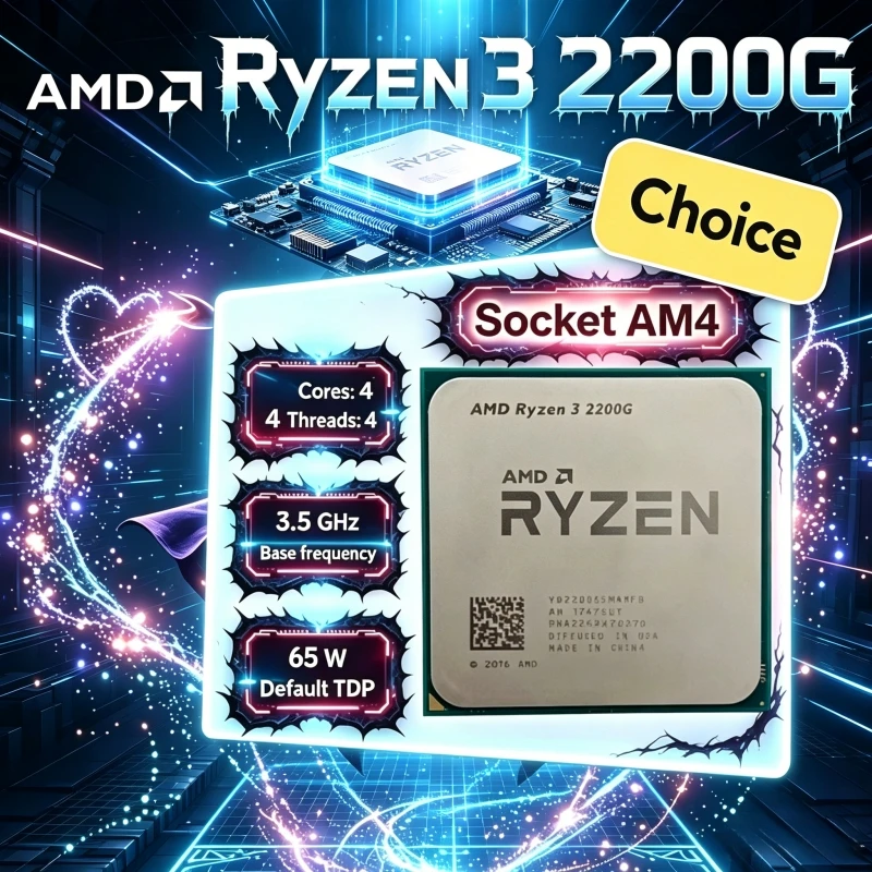 AMD Ryzen 3 2200G 4C4T AM4 Vega Graphics 65W TDP Desktop CPU