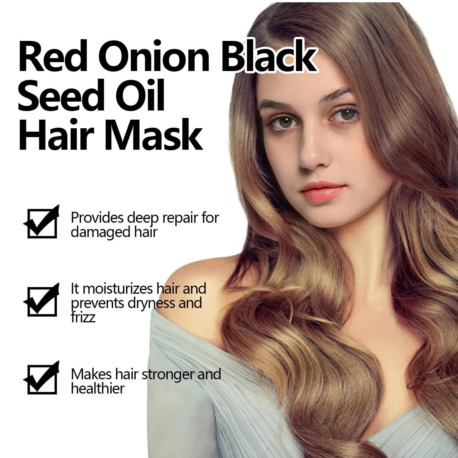 EELHOE Red Onion Black Seed Oil Shampoo+Hair Mask Nourishing Hair Mask Improve Damaged Hair Repair Smoothing Straightening - view 4