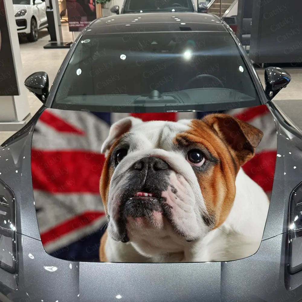 

Патриотический бульдог, графическая пленка на капот автомобиля, цветная виниловая наклейка, графический капот для грузовика, автоаксессуары, украшение, защитная наклейка, подарок