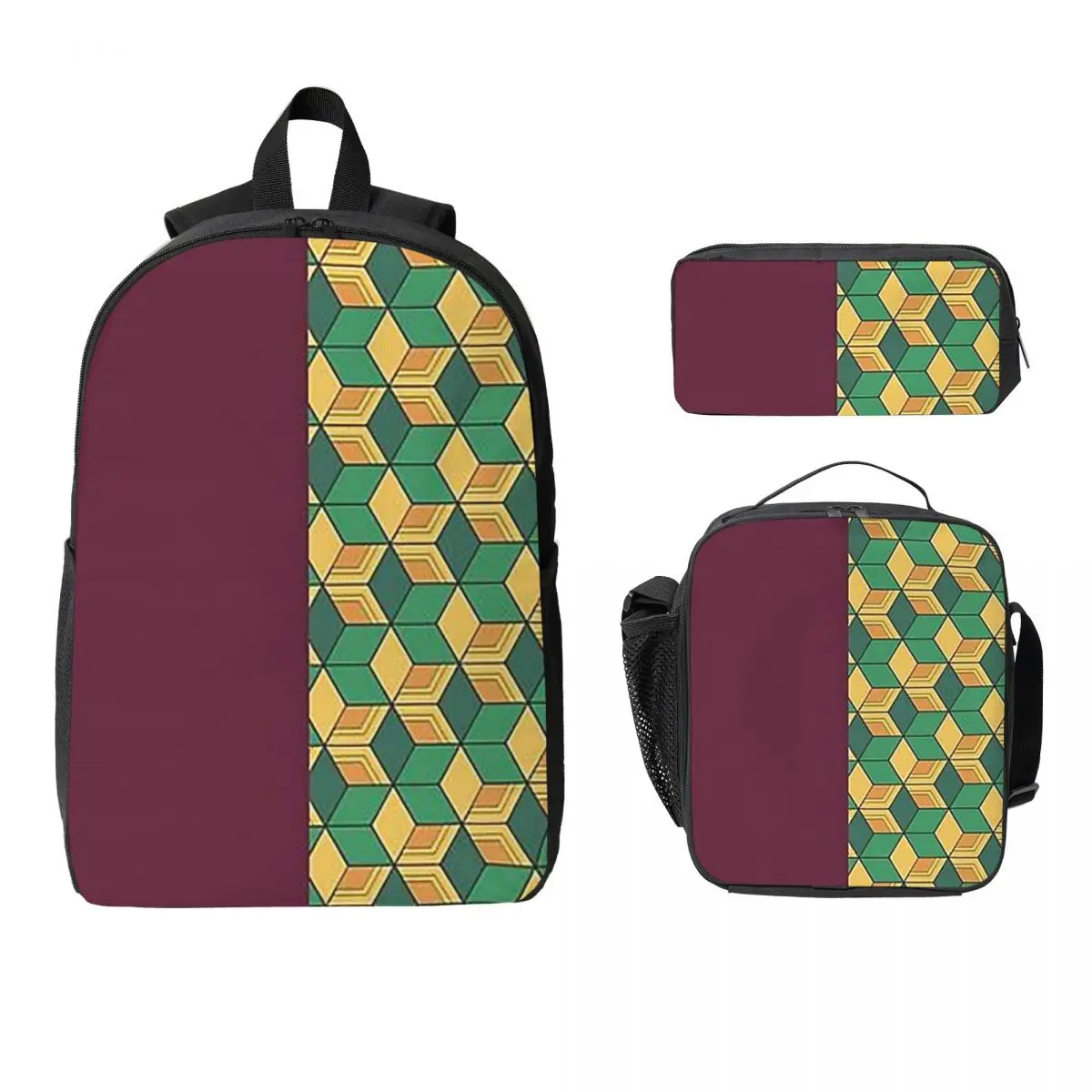 

Nezuko Kimono Demon Slayer Kimetsu No Yaiba аниме рюкзак для мальчиков и девочек BookBag школьная сумка 3 шт. изолированная сумка для обеда пенал