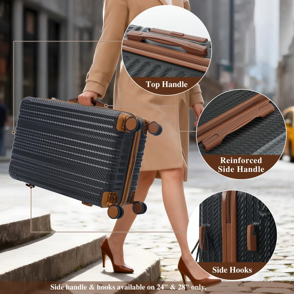 

Travel Essential 6pcs ABS Hardshell Luggage Set Durable Suitcase With Spinner Wheels TSA Lock Side Hooks Lightweight Luggage