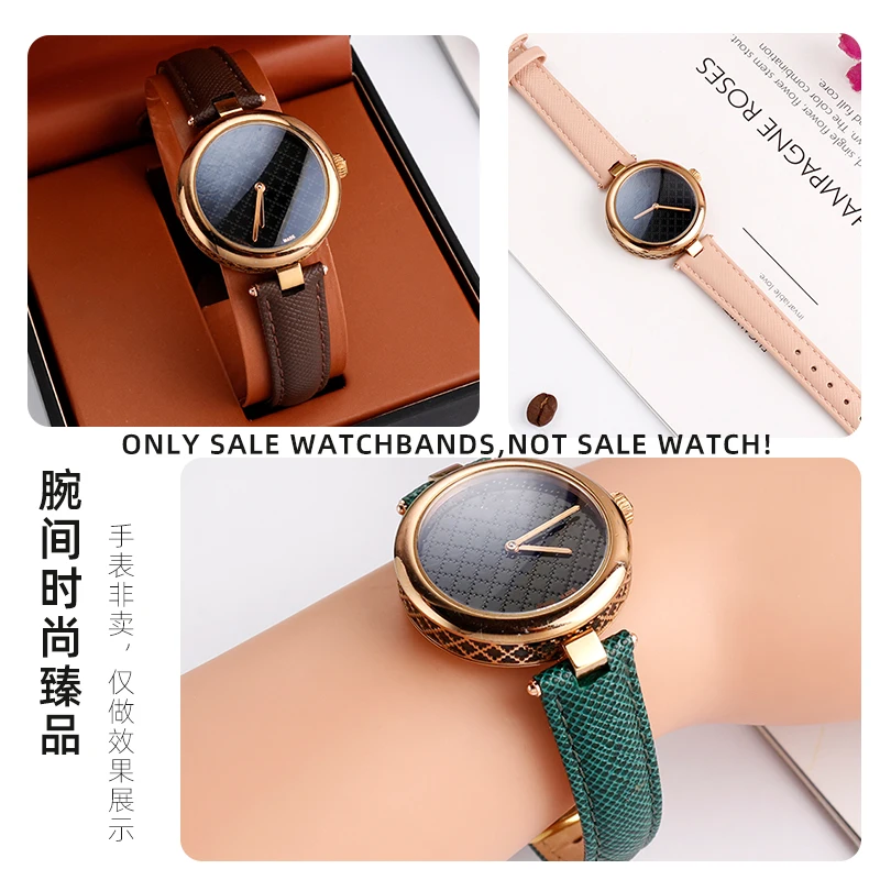 Adapt to YA141404 YA141501/05 Leather Watchband Straps with Concave Interface 12mm 14mm for Women Male Pin Buckle Bracelet