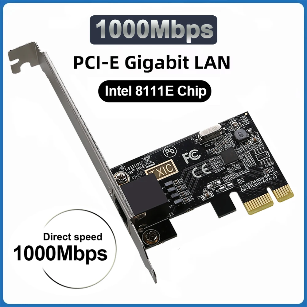 1000Mbps PCI-E To RJ45 Network Card Intel8111E Chip Gigabit Ethernet PCI Express Network Card PCI Express Adapter For Win 7 8 10