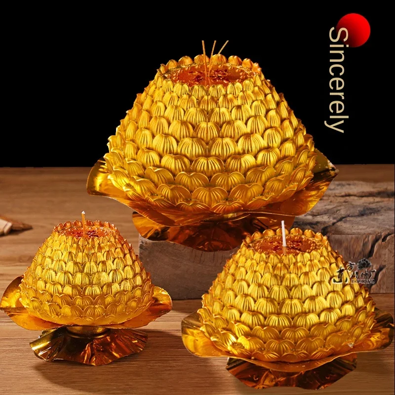 Golden Jiupin Lotus Lantern Candle, Nine Layer Fulian Golden Lotus Candle, Household Everlasting Lamp Supply