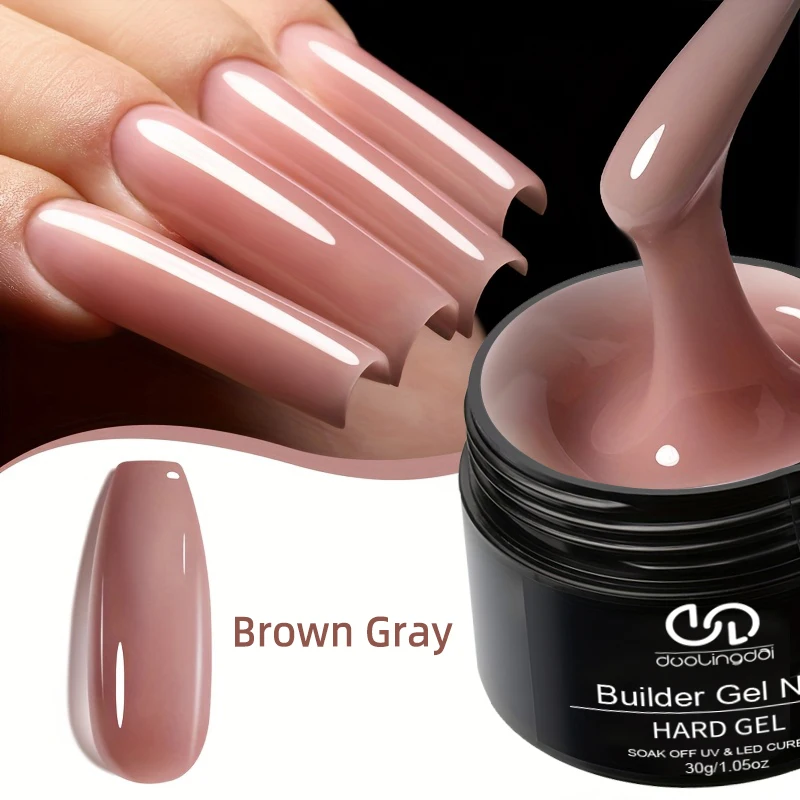 Duolingdai Staubiges Rosa Nude Gel Nagelverstärker 30G Burgunderroter Schimmer UV-Gel für Nagelverlängerung