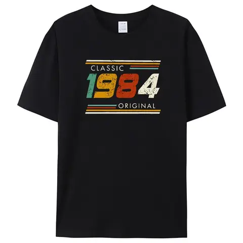 2024 신사복 티셔츠 참신 굉장 빈티지 클래식 1984 오리지널 티셔츠 streetwear 코튼 여름 스타일 티셔츠 남성 티셔츠