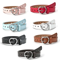 Children Faux Leather Belt Kids Cute Peach Heart Buckle Belts Girls Waist Belt