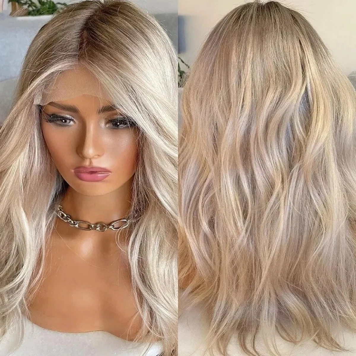 

Свободные волнистые синтетические парики Теплый светло-русый балаяж HD Кружевной передний еврейский парик Высокотемпературное волокно Wear&Go для женщин Повседневная вечеринка Б/у