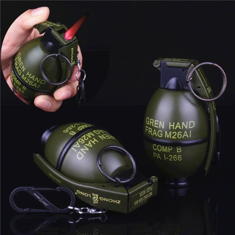 

2025 New Cigar Igniter Grenade Model Metal Windproof Open Flame Lighter Smoke Red Fire Cigarettes Lighters & Smoking Accessories