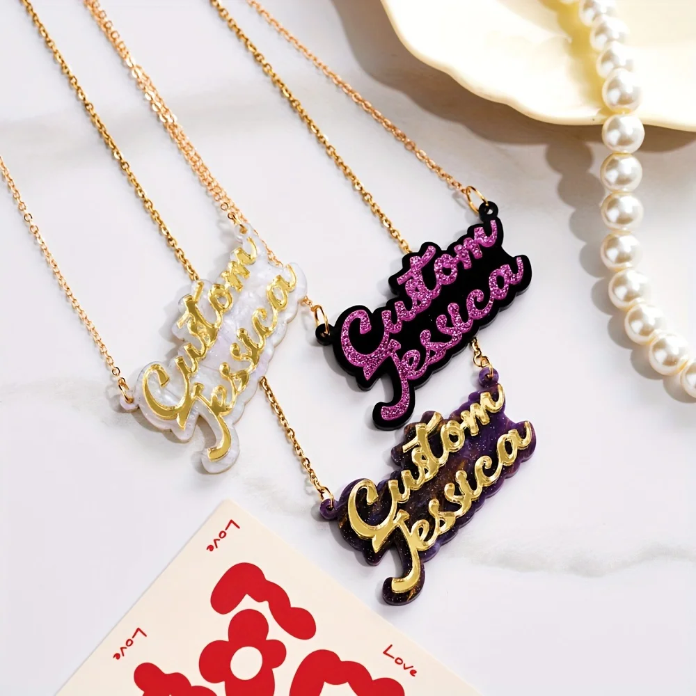 Kalung nama akrilik dua lapis - Name Necklace Custom ulasan dan harga