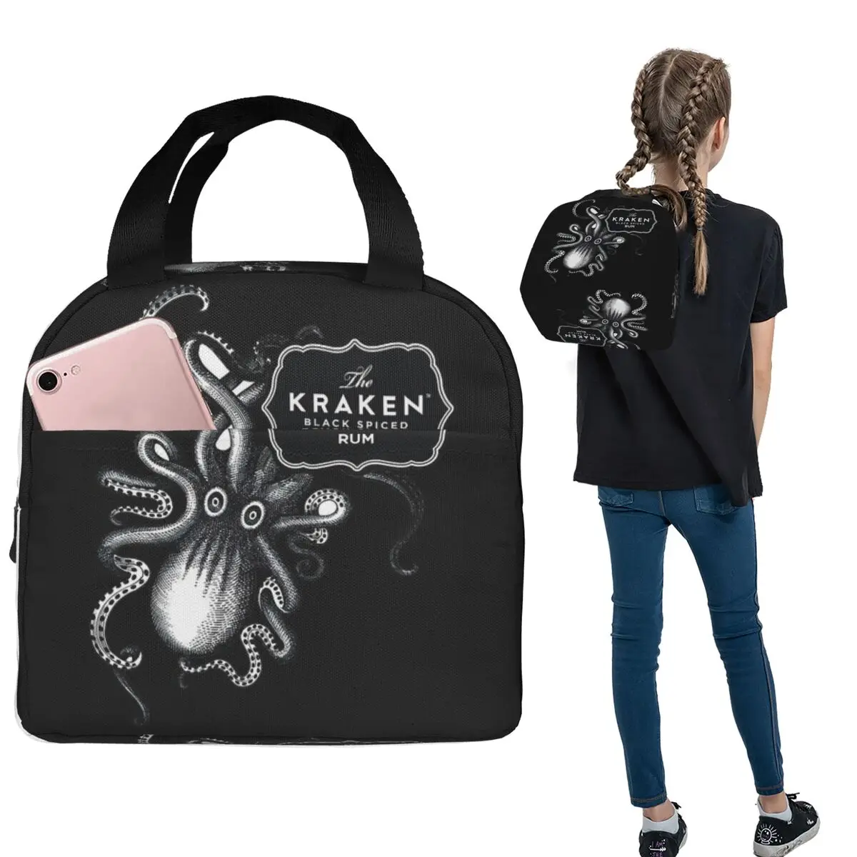 

Изолированная сумка для обеда Kraken Rum для женщин и детей, портативные коробки для еды, термосумка для обеда