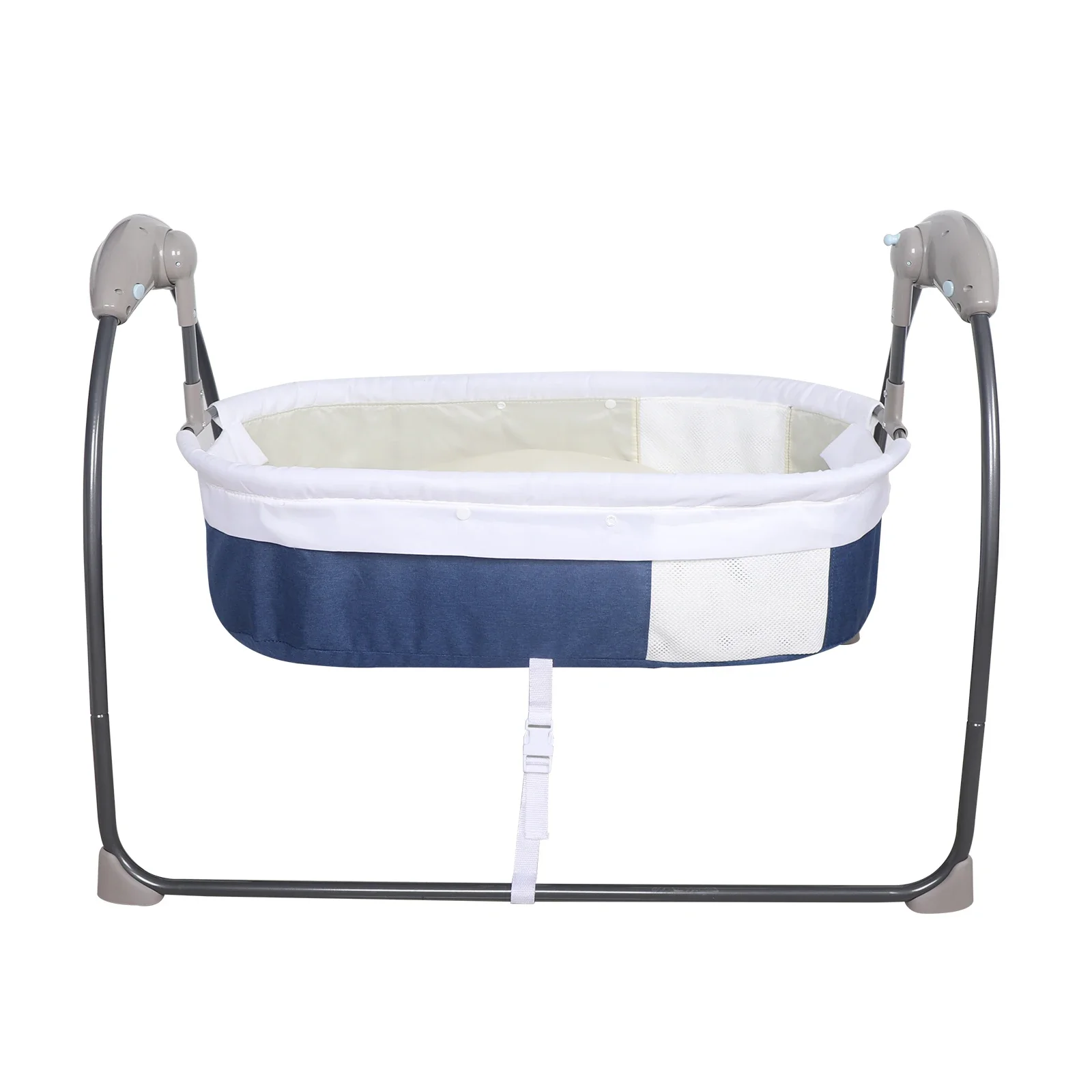 مهد أطفال كهربائي، مهد أطفال كهربائي، مهد أطفال، أرجوحة أوتوماتيكية، مهد أرجوحة بلوتوث ذكي مع جهاز تحكم عن بعد (أزرق)