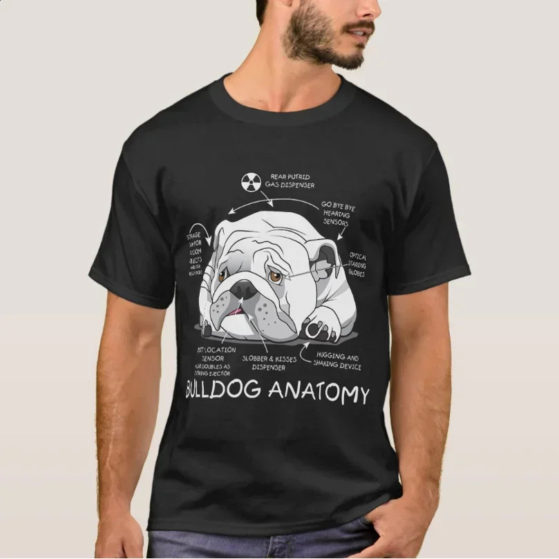

Cute English Bulldog Anatomy Funny Dog Lovers Gift T-Shirt 100% Cotton O-Neck Summer Short Sleeve Casual Mens T-shirt Size S-3XL