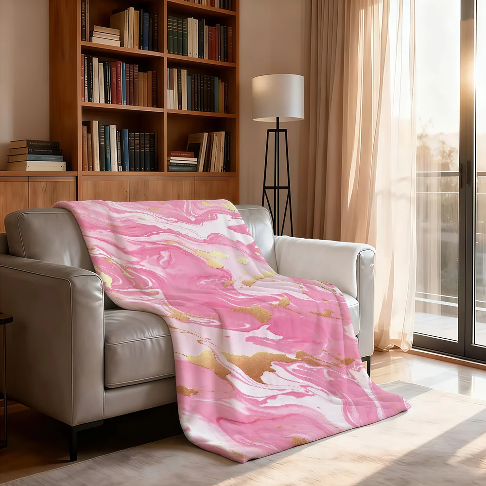 Marble Blanket Soft Art Throw Blanket For Home Bedroom Bed Sofa Pink Picnic Travel Office Rest Cover Blanket Pattern Gift