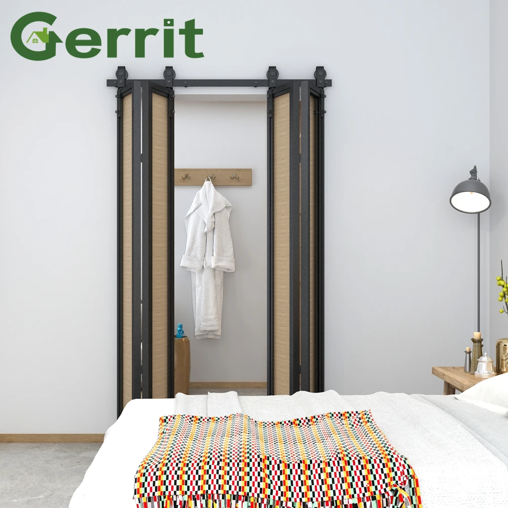 

Carbon Steel Black Barn Sliding Folding Door Roller Hanging Rail Kit- Not Sell Door