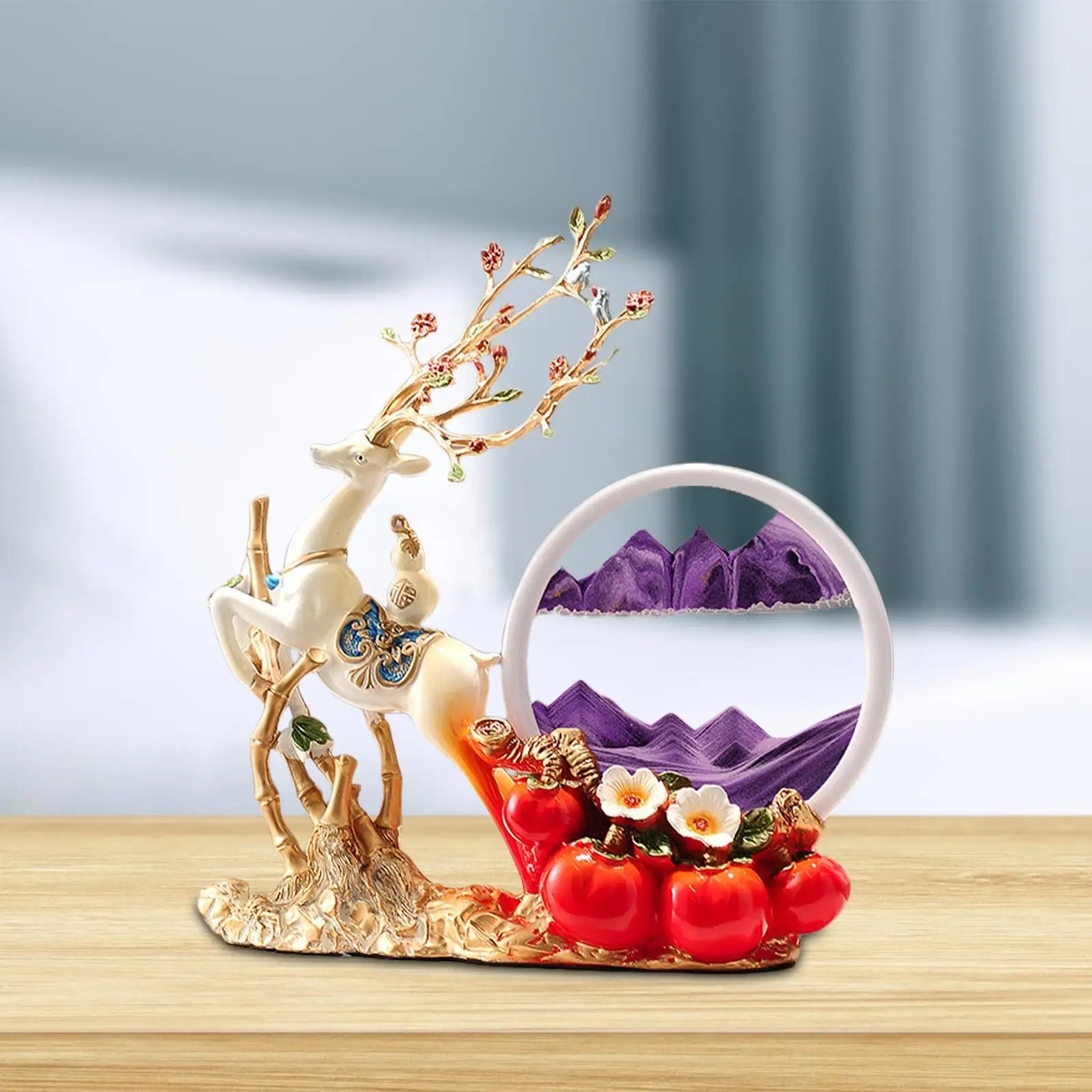 Decor Deer Figurine Resin Ornament for Bookshelves Desktop Bedroom