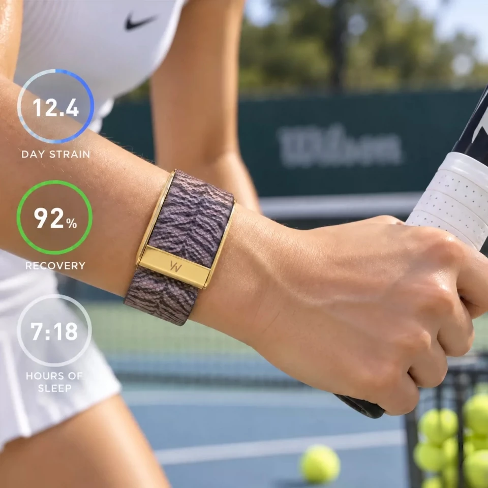 For Whoop 5.0/MG New Nylon Watch Strap Gold U Metal Case Breathable Sport Band Dark Tiger Stripes Fitness Tracker Wristband
