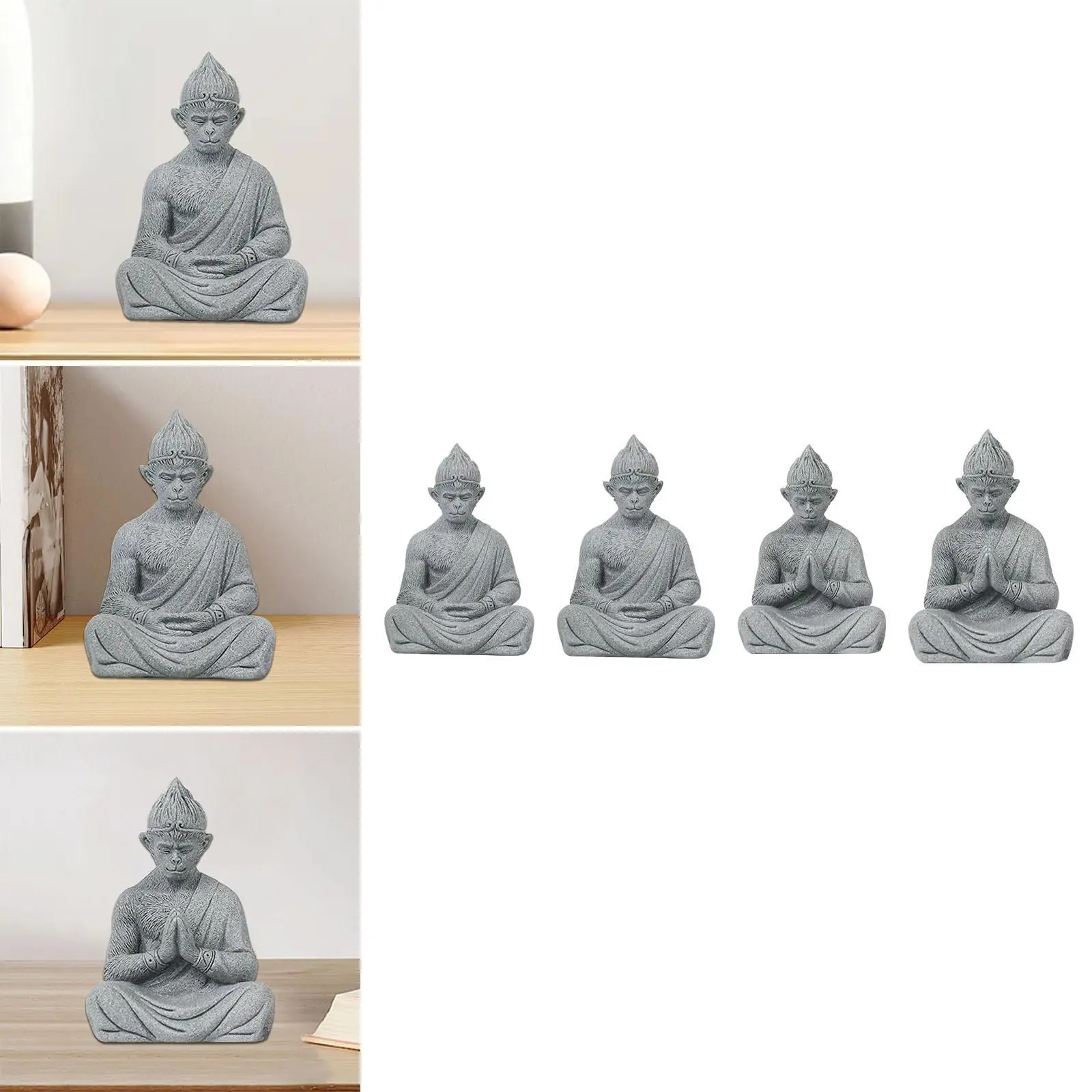 Monkey Buddha Statue Sun Wukong Sculpture Desk Ornament Housewarming Buddhist