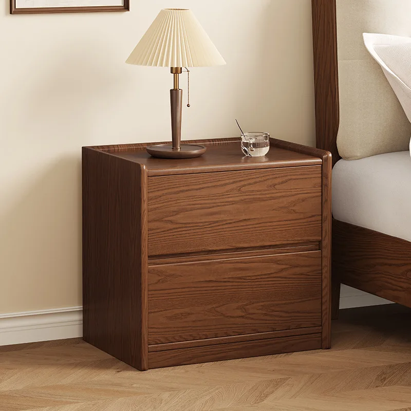 Nordic all-solid wood bedside table, Nordic small apartment storage cabinet