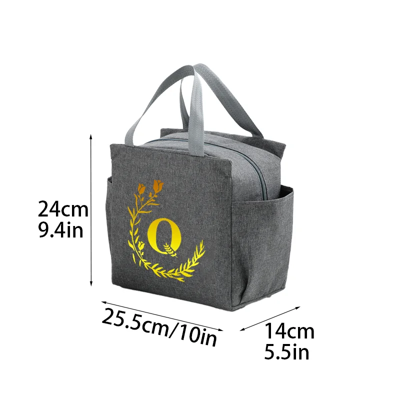 Cooler bag lunch bag new design letters pattern thick foil lining portable for picnic office large capacity side pocket