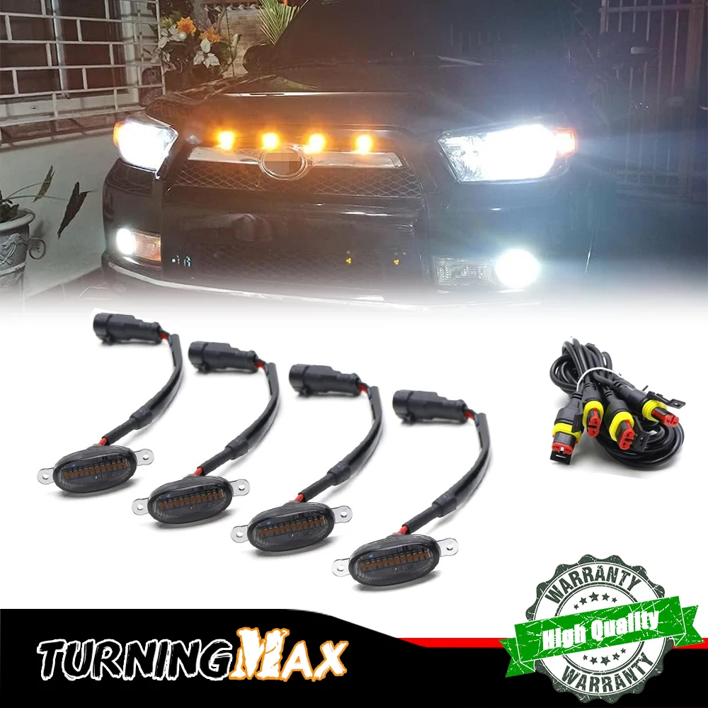 Universal Car Front Grille Mesh LED Lights w/ Wiring Harness Assemblies For Truck SUV Clearance Marker Light Running Light 12V