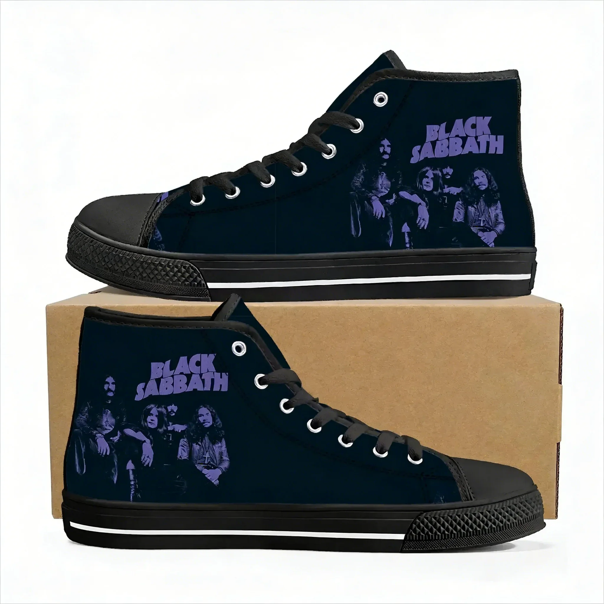 Black Heavy Metal Band Sabbath High Top High Quality Sneakers Men Women Teenager Canvas Sneaker Casual Couple Shoes Custom Shoes